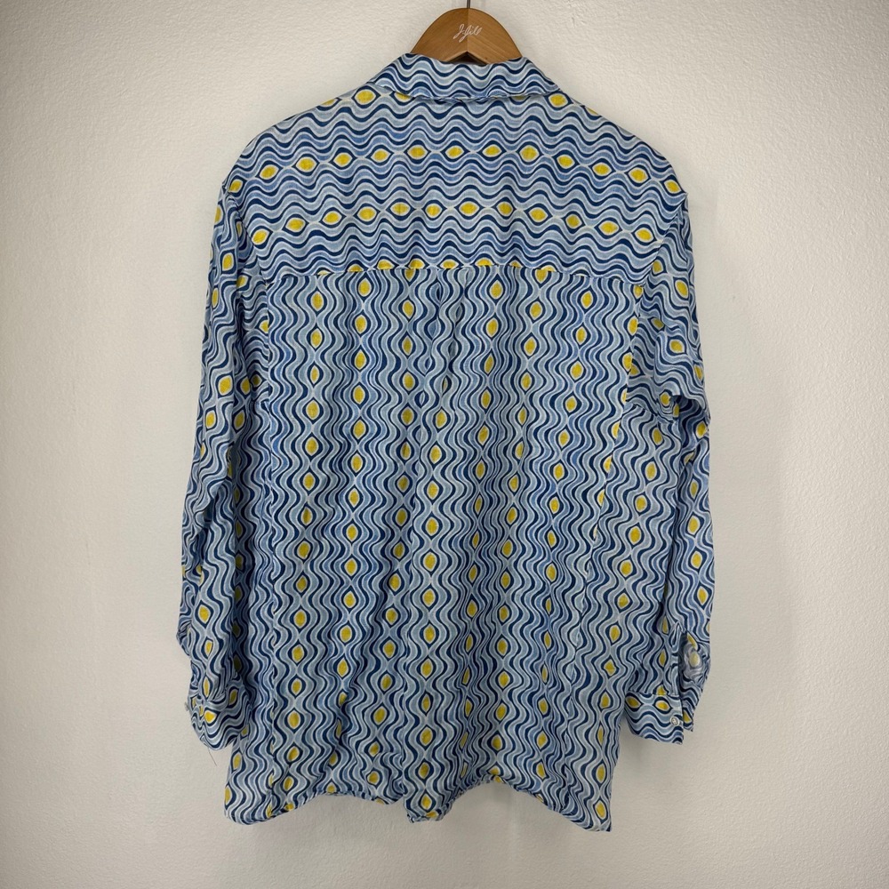 J McLaughlin Womens Linen Geometric Print Long Sleeve Button Up Shirt Size Small - Picture 6 of 7